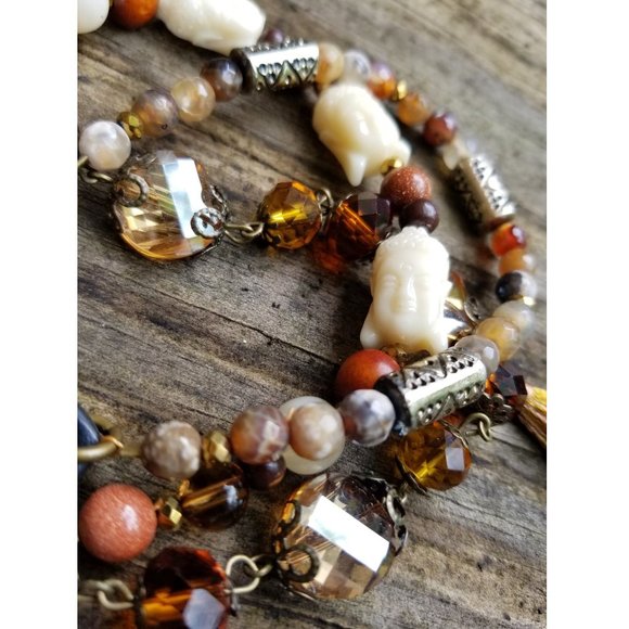 Artisan, Hand Crafted Bracelet. Multi Strand. Buddha. Faux Leather Snap Closure. - Picture 6 of 9